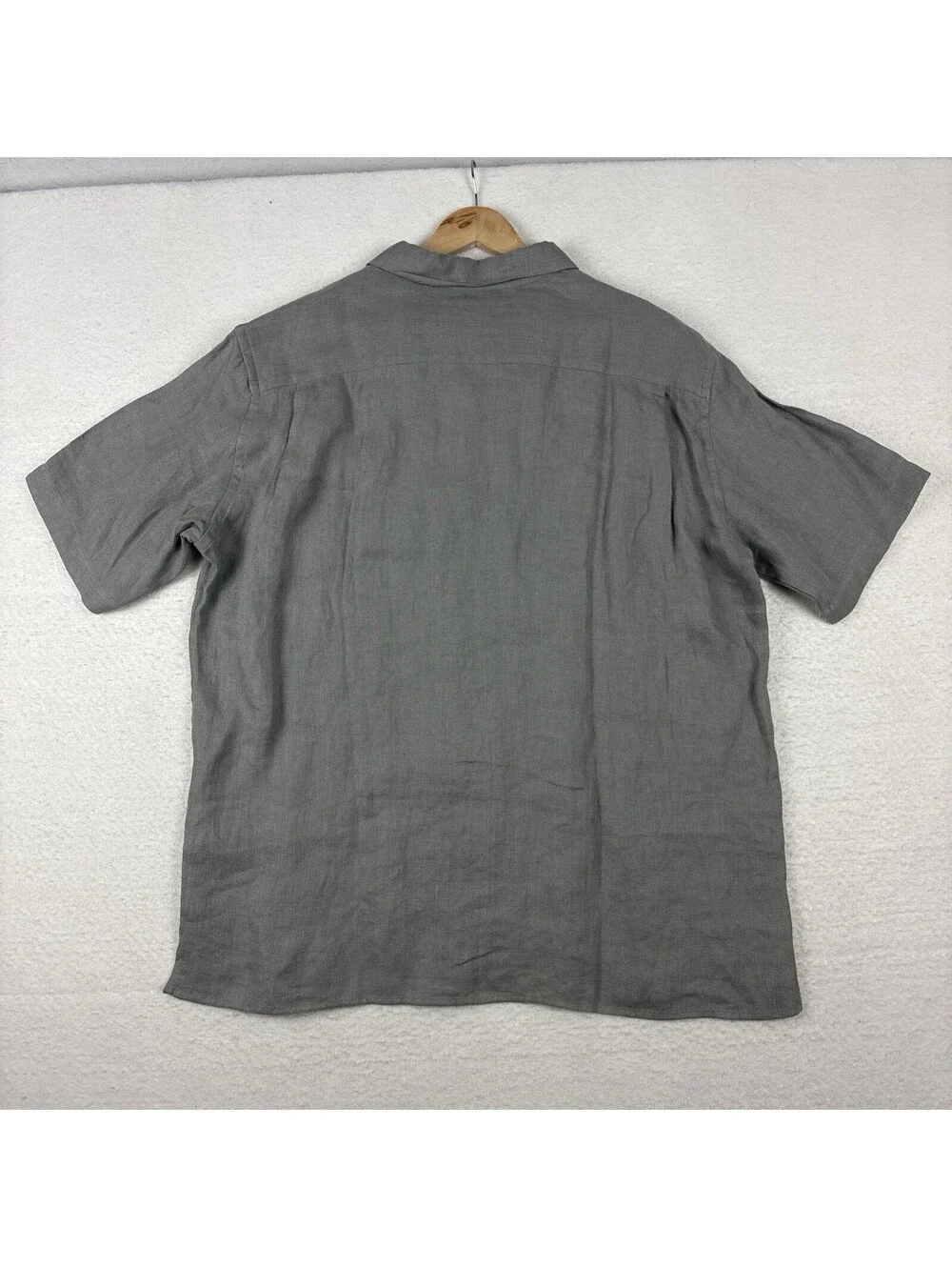 Banana Republic Irish Linen Short Sleeve Button Up Shirt Mens L Gray Oversized
